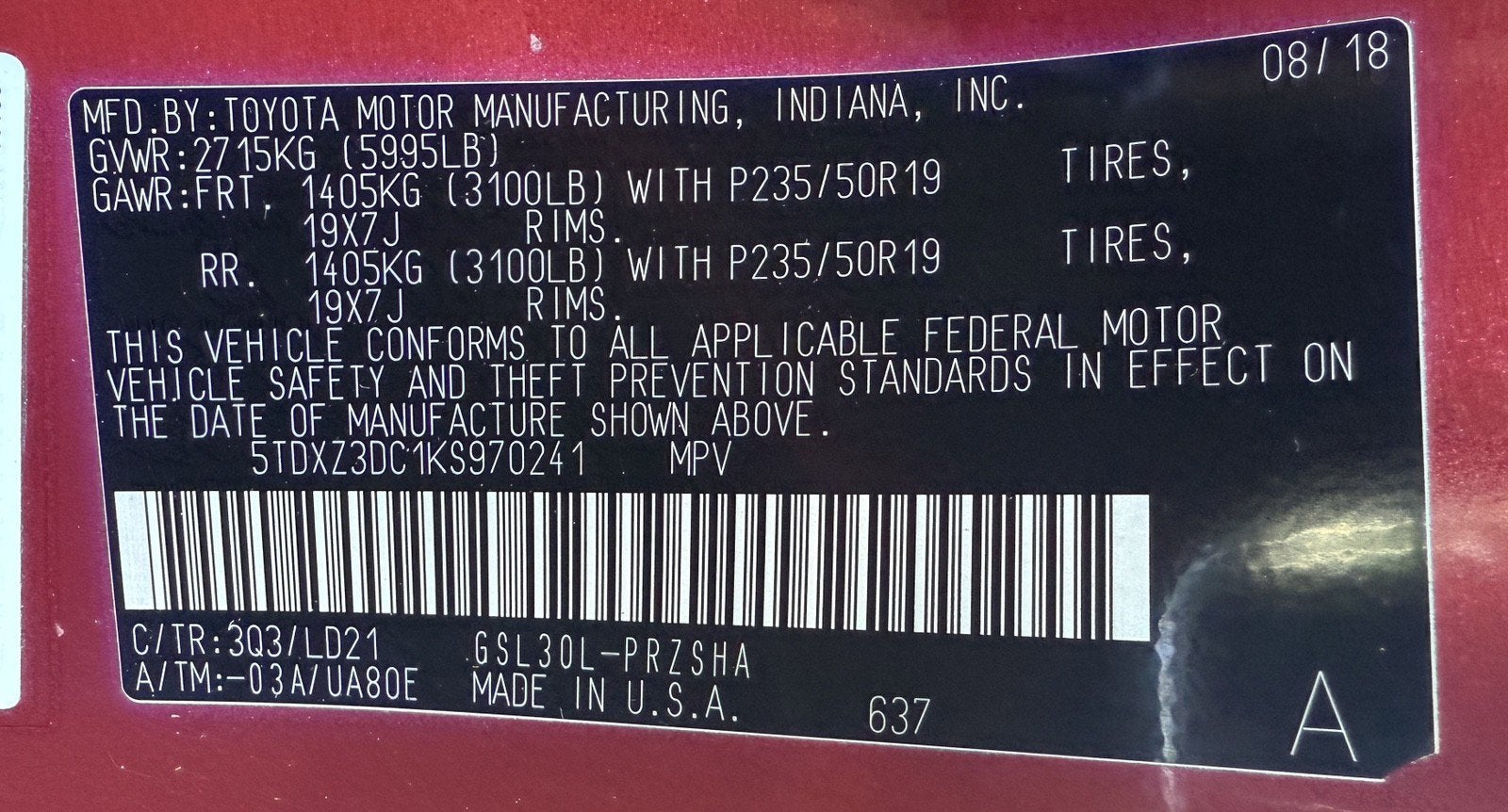 2019 Toyota Sienna SE