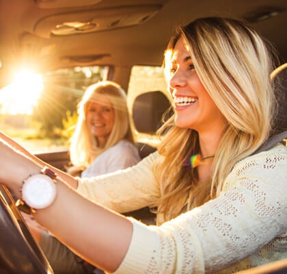 Woman driving car