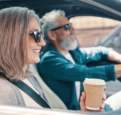 Couple driving around