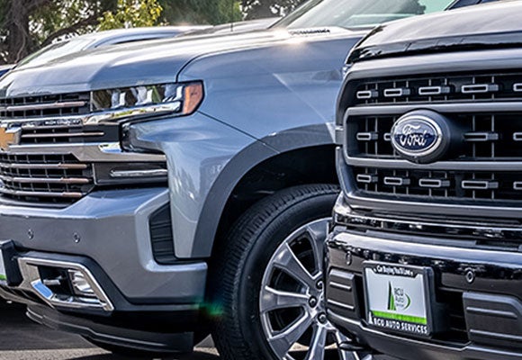 Auto lot with trucks